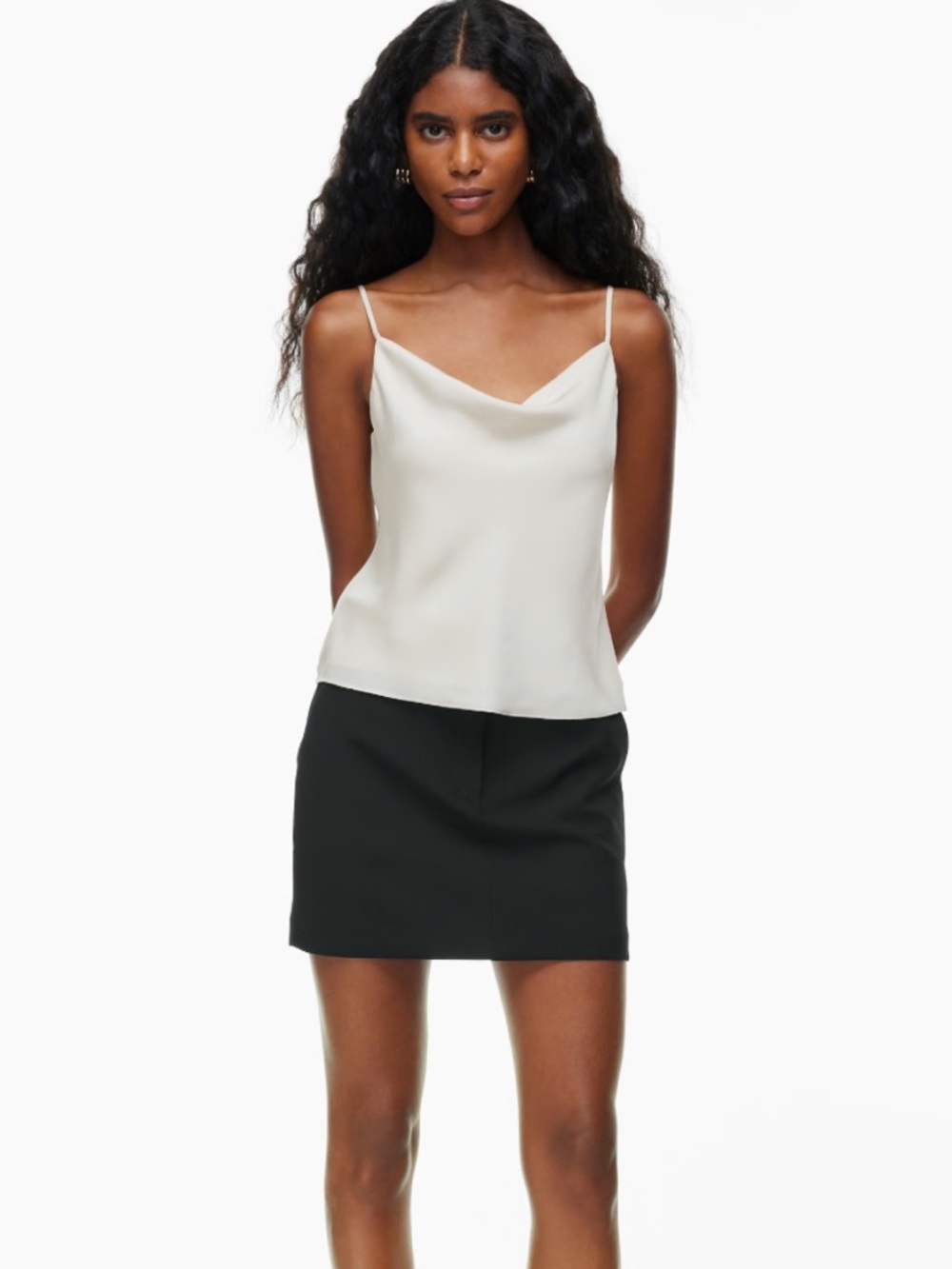 LIGHT BLUE Wilfred Satin Cowl Neck Tank Top